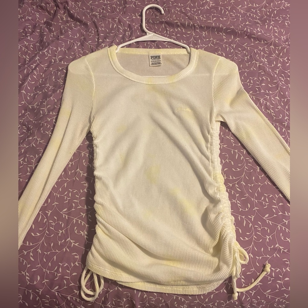 Xs yellow & white with tie up sides brand new PINK brand shirt